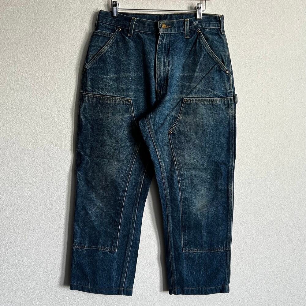 Carhartt B07 DNM blue denim double knee work wear carpenter pants